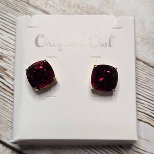 Origami Owl Clara Crystal Stud Earrings with Scarlet on Gold Crystal Swarovski